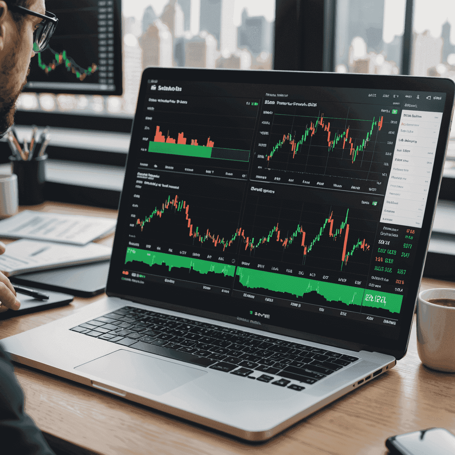 Trading platform interface showing real-time market data, customizable charts, and order placement options for stocks, options, and ETFs